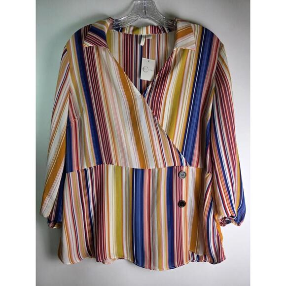 Cato Est. 1946 Top Womens Size L Multi Stripy Colors Casual Flowey Wear - Picture 2 of 9